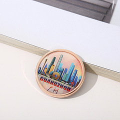 Guangzhou city building scenery refrigerator magnet metal cultural and creative travel souvenir scenic spot Xiaomanjiao business souvenir gift