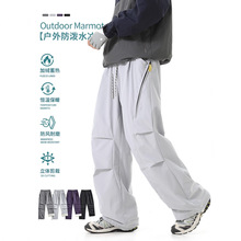 IZEXX潮牌户外登山裤休闲男士加绒秋冬季宽松束脚休闲潮流冲锋裤