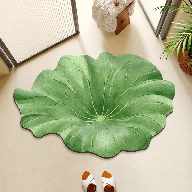 Fresh and Simple Diatomaceous Earth Floor Mat Lotus Leaf Green Bathroom Mat Water Absorbent Non-Slip Mat Toilet Door Mat