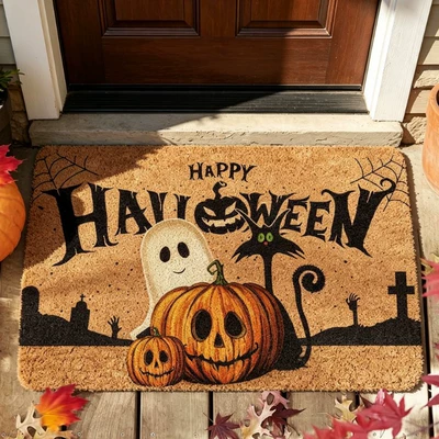 Mud-Scraping Foot Mats | Avtomobil döşəmə paspasları - zx-halloween-moment-h04-3040-silk-circle-without-overlocking