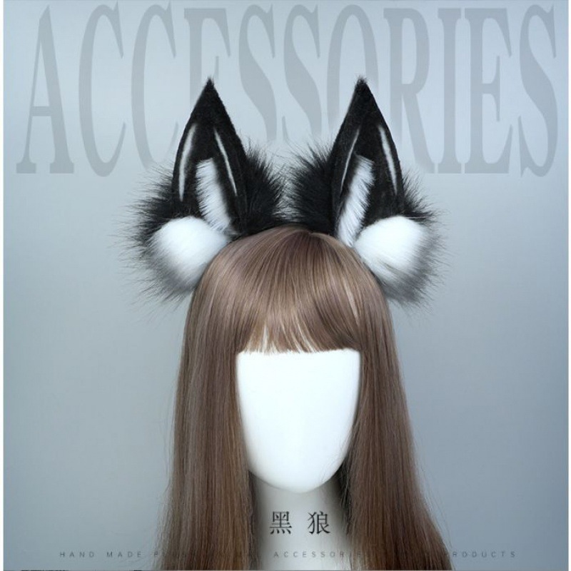 猫耳カチューシャ 猫耳コスプレ 狼耳帽子 狼尻尾 狼フレンドぬいぐるみ獣耳アクセサリーセット|undefined