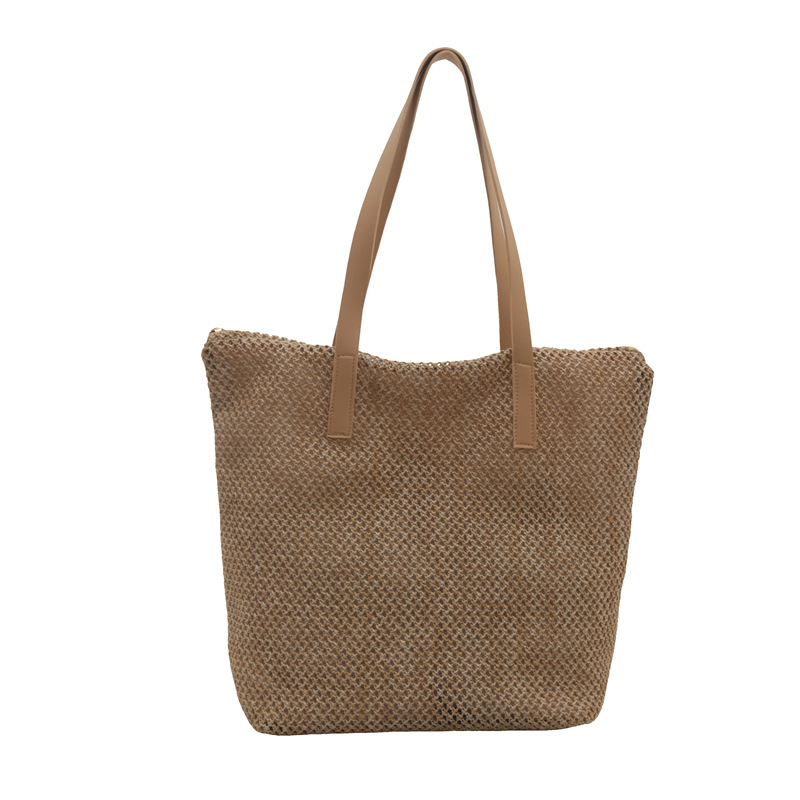 Bolso tejido de paja para mujer de gran capacidad 2024 nuevo estilo de verano casual de un solo hombro bolso de viaje bolso tejido bolso de playa junto al mar