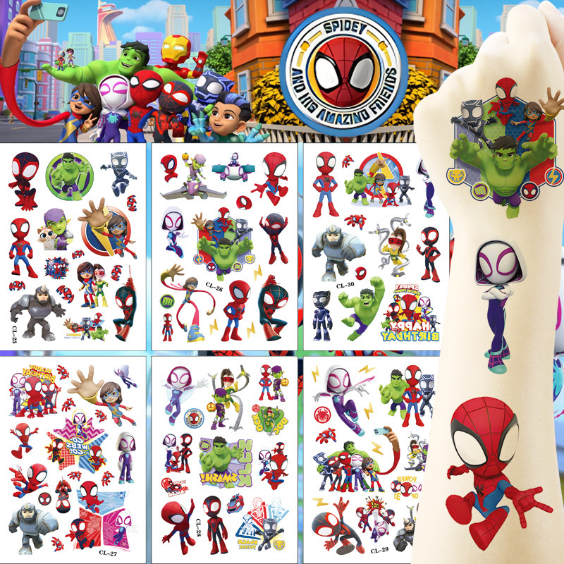 Spiderman And His Amazing Friends Kids Tattoo Sticker Birthday Party Party Water Transfer Tattoo Sticker