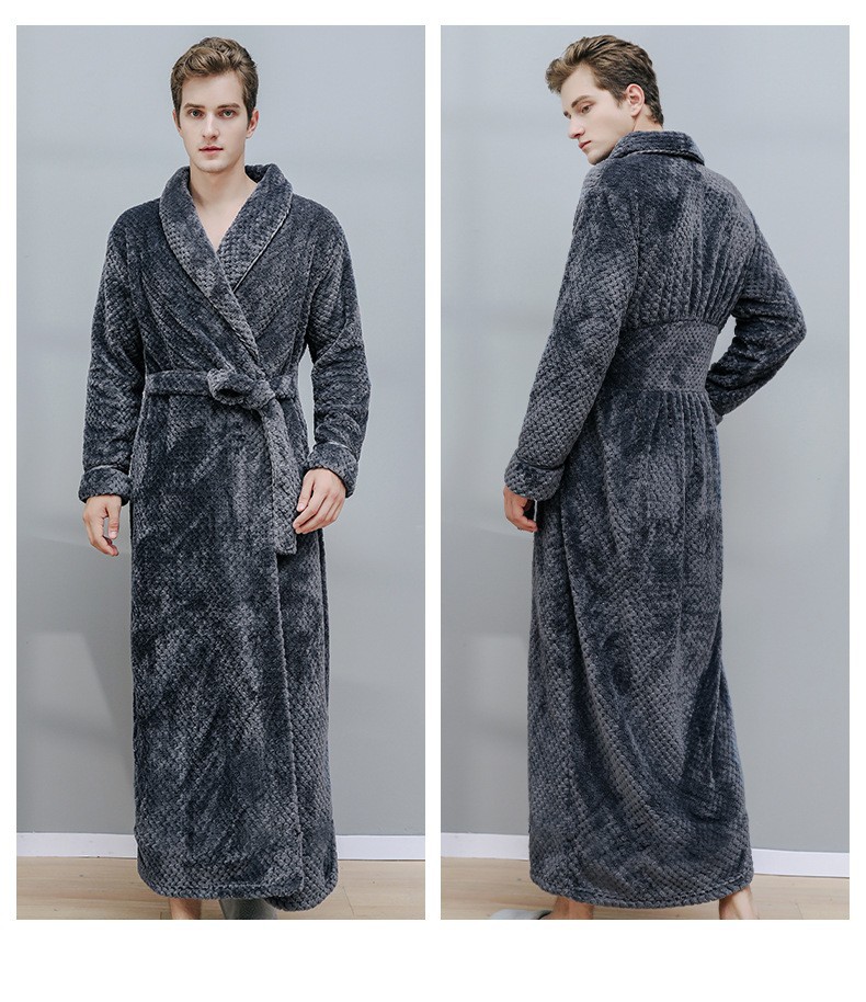 Camicia da notte da donna invernale coppia accappatoio in pile corallo più velluto flanella ispessita pigiama da uomo autunno e inverno lungo_voghion.com