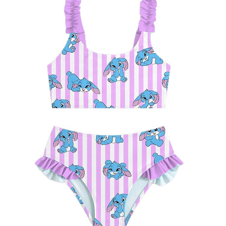 Zweiteiliger Badeanzug für Mädchen mit Cartoon-Print, Bikini und Tankini, ideal für Strand, Poolpartys und Sommerurlaub (3-7 Jahre)_voghion.com