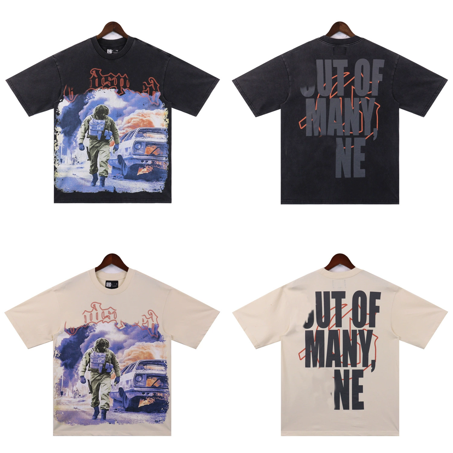 Американский прилив Godspeed мойка футболка уличный рок-н-ролл с принтом, мужское свободное спортивное досуг с короткими рукавами