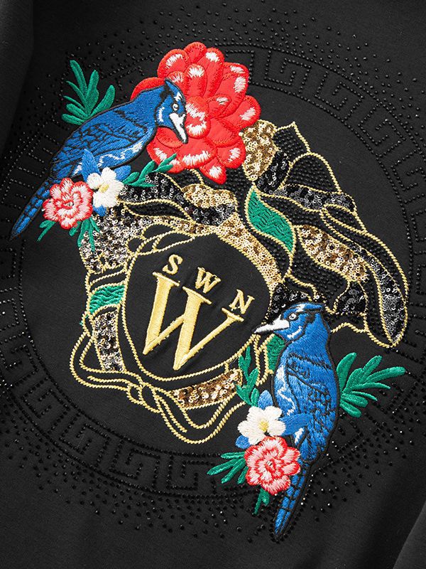 Men's casual sports suits, new autumn styles, European goods, beauty head sequins embroidery, trendy brand, pullover sweater, two piece suit_voghion.com