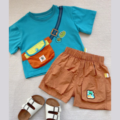 【Sunshine Little Boy】Dudu's Baby Short-Sleeve T-Shirt Summer Set Insect-Proof Pants Boys' T-Shirt Shorts Girls'
