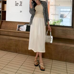 Pregnant Women Summer Dape Suit Skirt Summer Thin Pregnant Women Adjustable Strap Skirt Casual Loose A- line Skirt