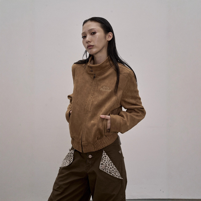 New Style Deerskin Harrington Jacket for Women, American-Style Aviator Slim-Fit Niche Design Short Coat