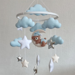 Nordic Bear Star Felt Bed Bell Soothing Baby Hanging Cloud Wind Chimes Baby Bed Decorative Pendant