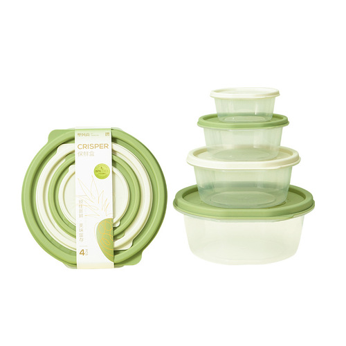 Fruit crisper wholesale four-piece set food-grade household plastic microwaveable refrigerator refrigerator sealed lunch box