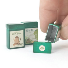 娃屋配件【仿真收纳盒模型——绿茶叶罐可取盖子】下午茶宠物食玩