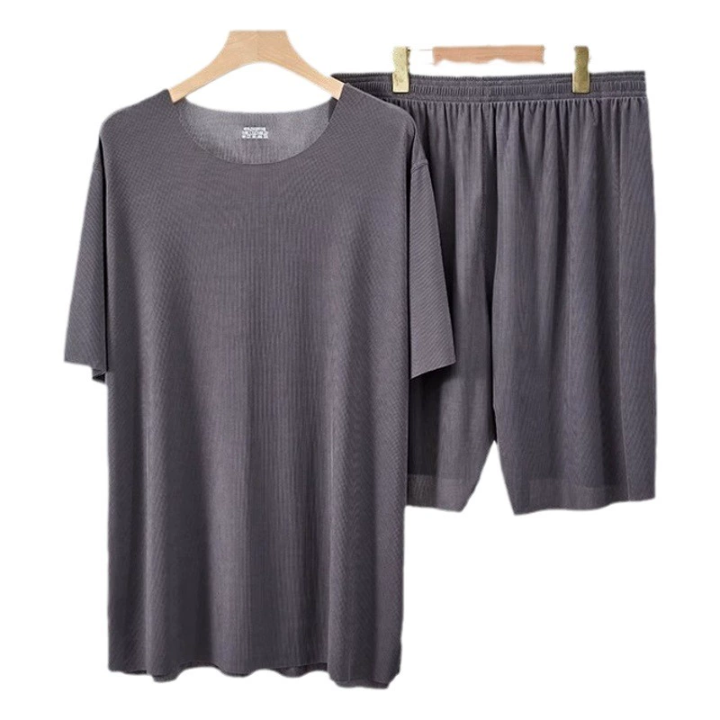 Пара хоккейная домашняя одежда Летняя женская сумка с круглым вырезом и короткими рукавами брюки мужские шорты без следов ледяной шелк пижамы