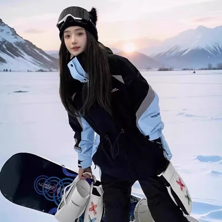 Ldab Black and Blue Slim-Fit Ski Suit for Women 2026 New Winter Versatile Snowboard Gear Yellow