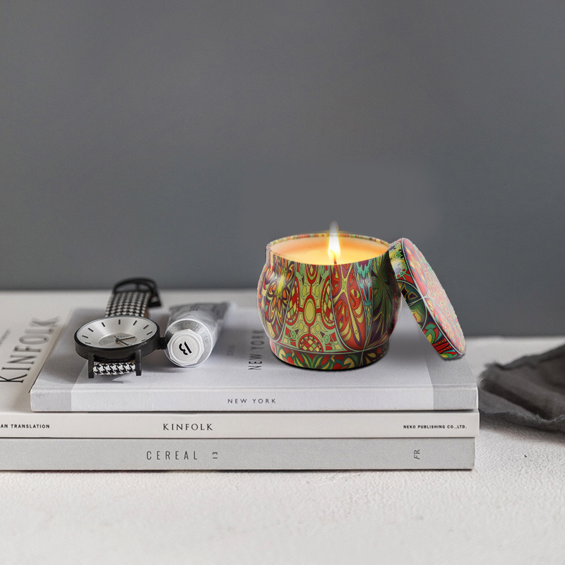 Vela de aromaterapia hojalata puede cera de soja de seis piezas aceite esencial de planta fragancia sin humo vela de aromaterapia caja de regalo de vela