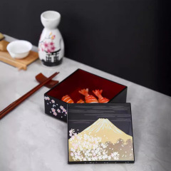 單層新款漆盒中號日式燙金逼真櫻花壽司盒便當盒年飯盒點心盒禮盒
