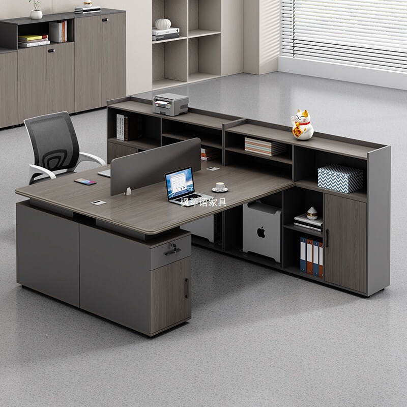 Maple Sound Aluminum Alloy Desktop Two-Person Staff Desk Double Workstation Office Workstation Financial Office Desk and Chair Set
