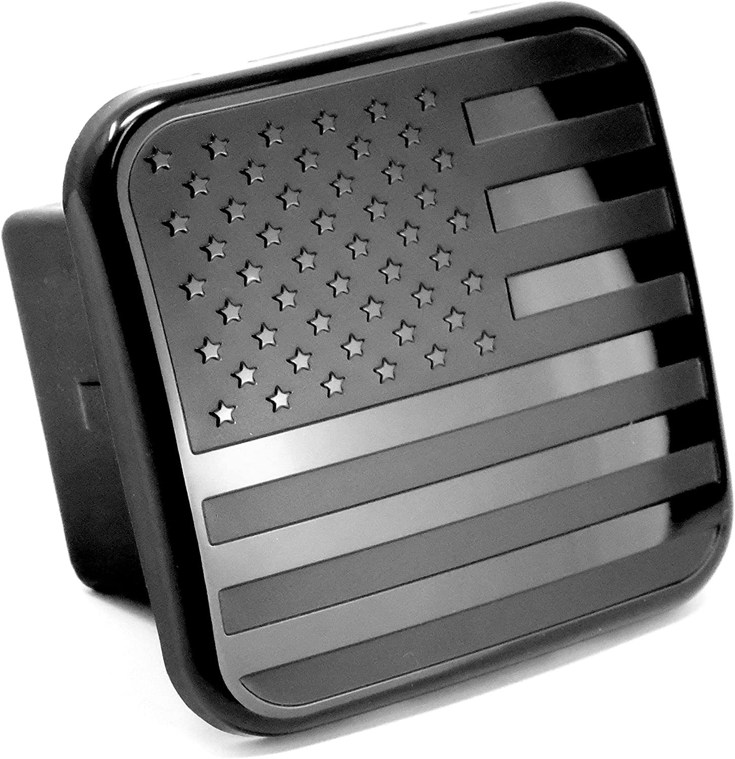 USABlack Metal Flag Hitch Plug Cover Square Mouth Dust Cover Fits5.08cm Receiver