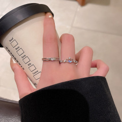 Moonstone Crown Ring Kit Personality Cold Wind Instagram Trend Couple's Openable Adjustable Ring Wholesale