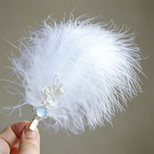 超仙毛毛发夹秋冬羽毛头饰氛围感侧边夹少女古风汉服发饰配饰