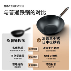Zhangqiu Zhen Stainless Wok Traditional old-fashioned flat-bottomed wok uncoated household induction cooker gas stove suitable for