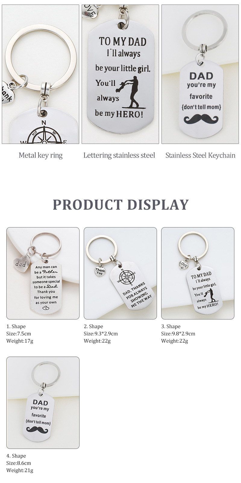 Simple Style Letter Bottle Opener Stainless Steel Plating No Inlaid Key Chains display picture 3