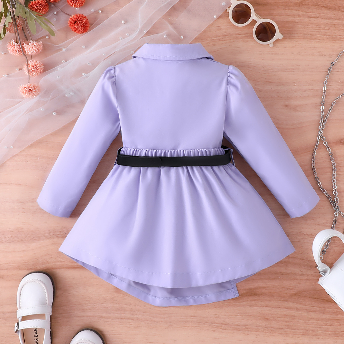 Simple Style Solid Color Polyester Girls Clothing Sets display picture 2