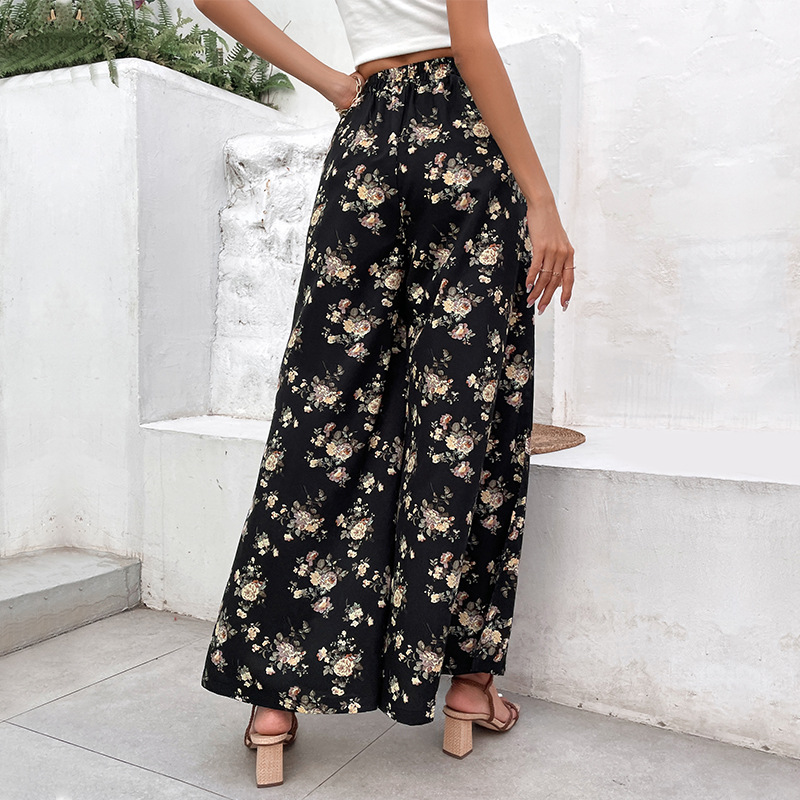 Printed Large Flared Wide Leg Pants_voghion.com
