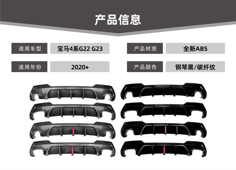 Suitable for Bmw 4 Series G22 G23 Coupe m Sport 2020+ Rear Lip Spoiler Surround Modification