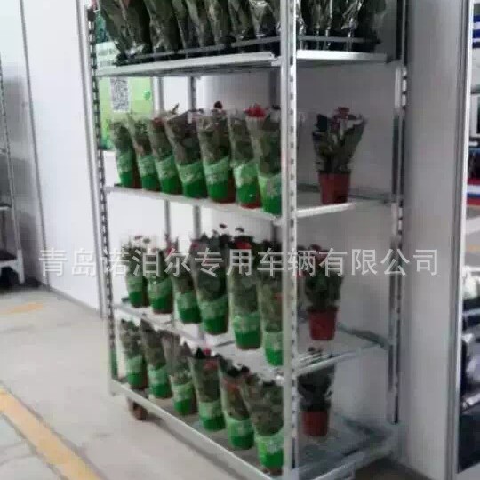厂家直销金属板花卉台车，手推多层花架车， 苗圃台车层车不生锈