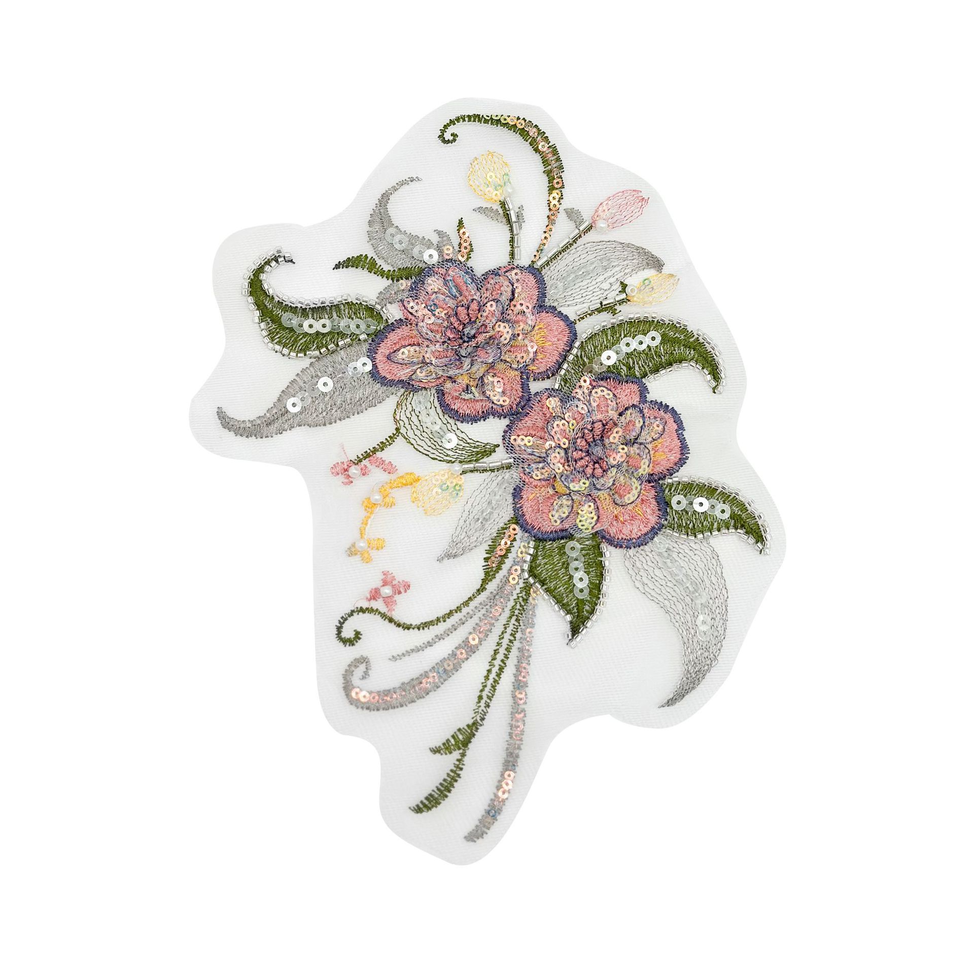 Hijo de malla hermoso bordado flor de tela multi-color opcional ropa vestido accesorios de decoración de ropa infantil image 12