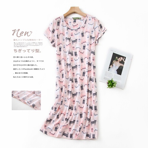 Summer Cotton Short Sleeve Cute Sleepwear Set Hooded Women's Thin Plus Size Women's Sleep Dress Homecoming Clothes