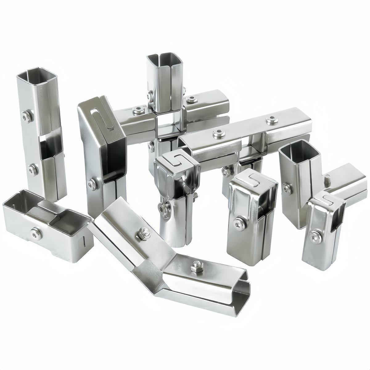 方管连接件30X30不锈钢管连接器架子固定件组装桌椅接头配件