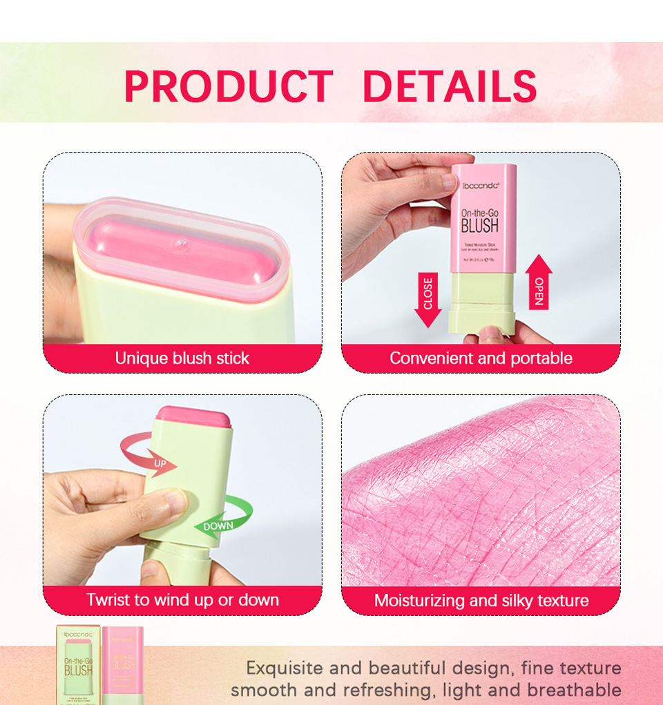 ibcccndc Three-dimensional Blush Cream Red Pink Natural Smooth Blush Blush Apply Blush undefined