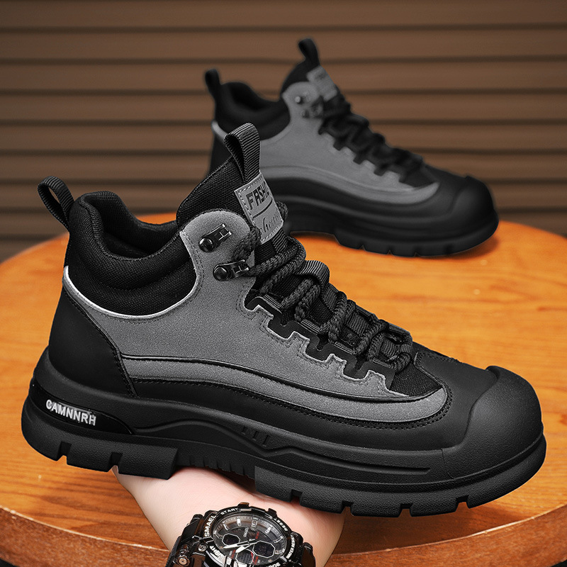 Zapatos de hombre de seguro laboral otoño 2024 nuevos zapatos de moda de trabajo deportivos y de ocio para hombres de trabajo antideslizantes, impermeables y resistentes al desgaste