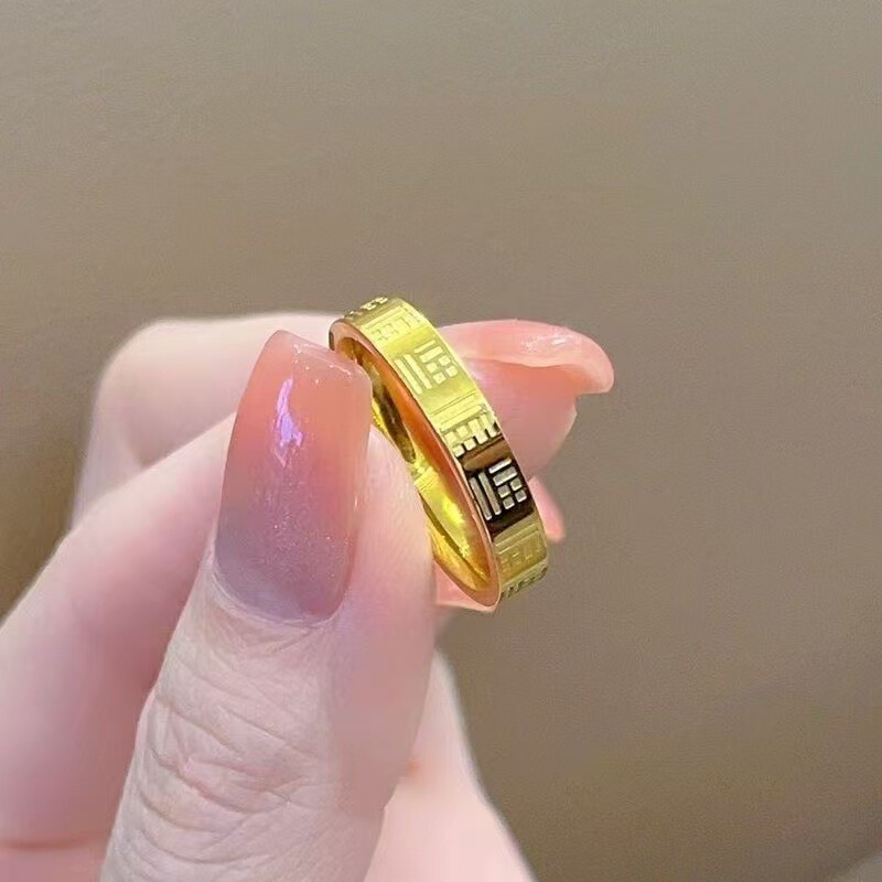 TikTok Little Red Book Hot-selling Corrosion Aperture Wanfu Jinfu Character Ring Niche All-match High-end Simple Couple Ring TikTok Little Red Book Hot-selling Corrosion Aperture Wanfu Jinfu Character Ring Niche All-match High-end Simple Couple Ring