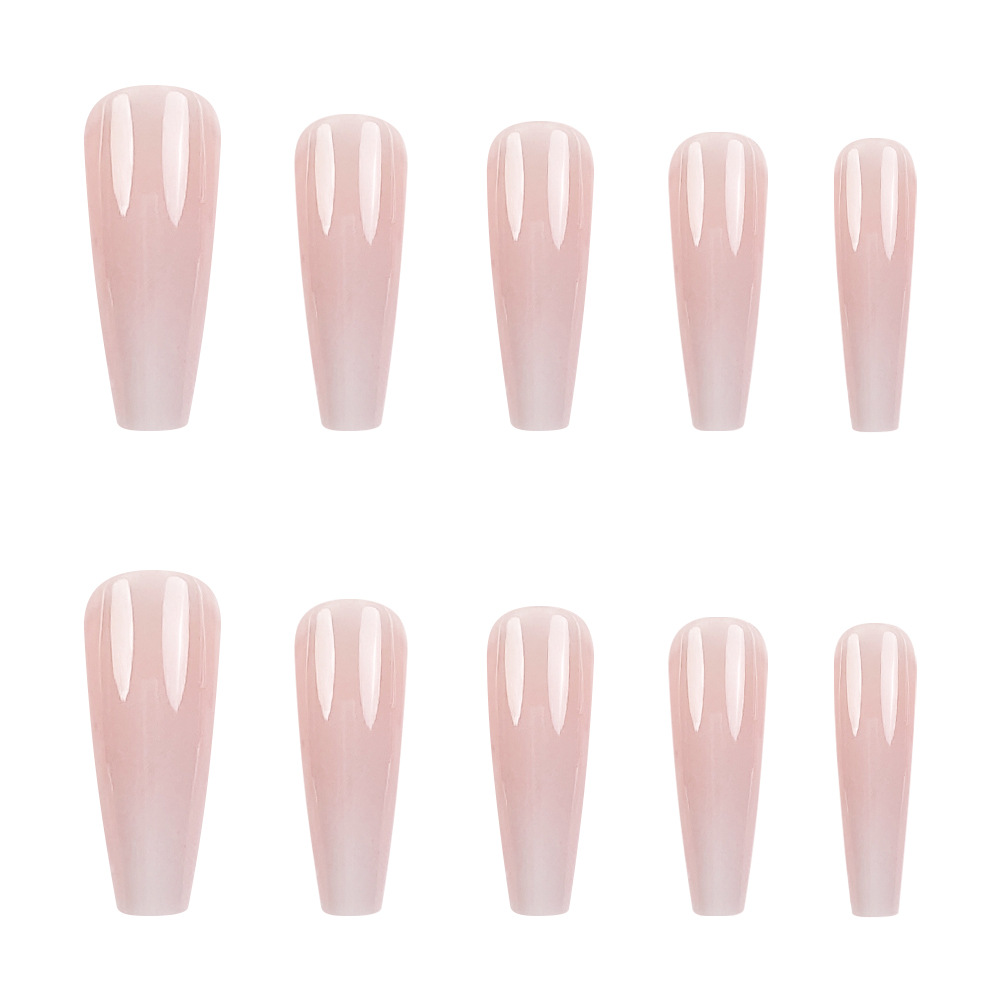 Comercio exterior mejor vendido desnudo gradiente desgaste de uñas largas ballet brillante manicure 24 piezas de uñas falsas de estilo europeo y americano