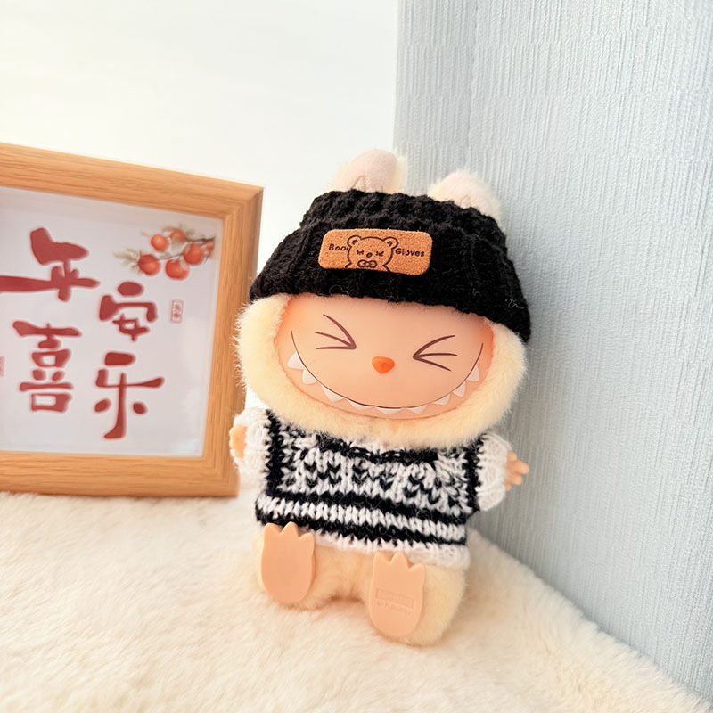 Solo ropa] Llavero de primera y segunda generación Labubu colgante de ropa Rabubu ropa de bebé suéter de punto traje de sombrero
