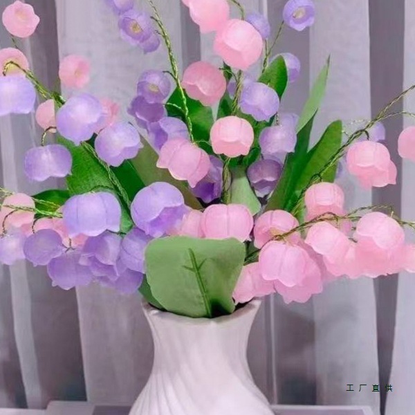 双拼铃兰花手工材料包自制花束母亲节送妈妈创意花瓶摆件