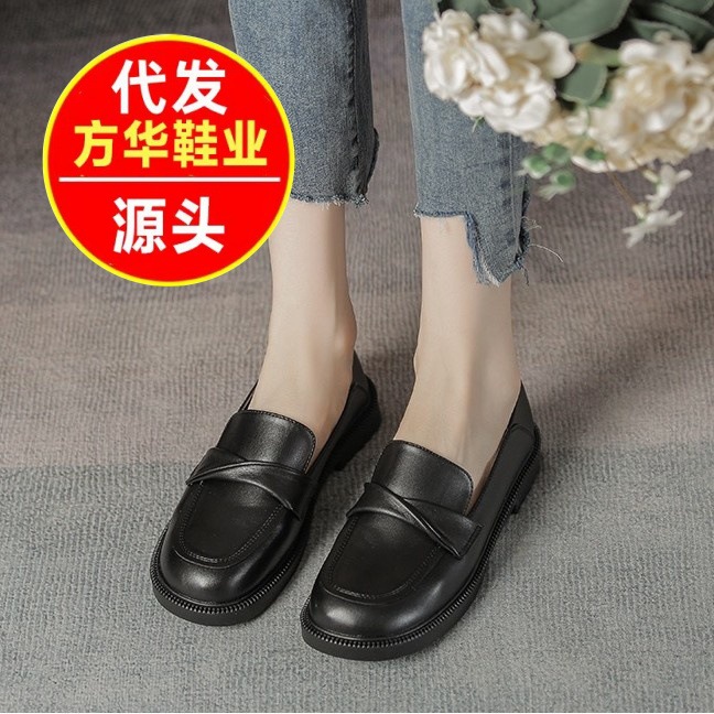 Zapatos de Lefour de cuero suave para mujeres 2026 nuevos zapatos de tacón bajo y plano de moda versátiles zapatos de cuero retrógrados británicos
