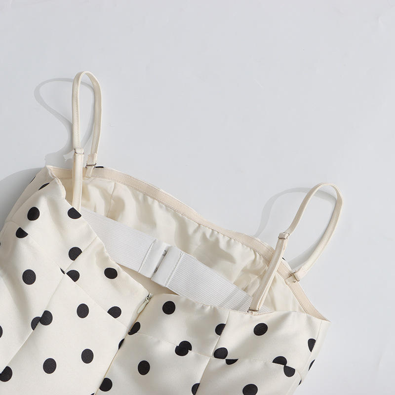 Women's Clothing Women's Hepburn Style Retro Polka Dot Print Slip Dress Waist Cinching Resort Dress Spring For Formal & Casual For Women_ecoleips.com