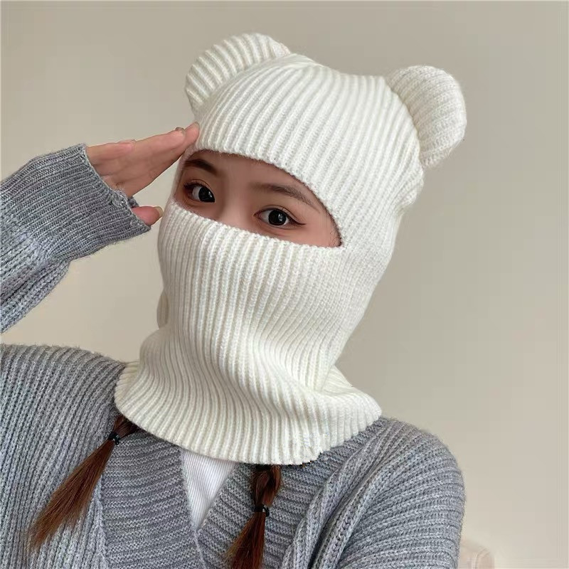 Warme Radfahren Caps Winter Gestrickte Ski Schal Hut Bär Ohr Sturmhaube Hut Bonnets Beanie für Männer Frauen Outdoor Sport Mit Kapuze – Detail 3