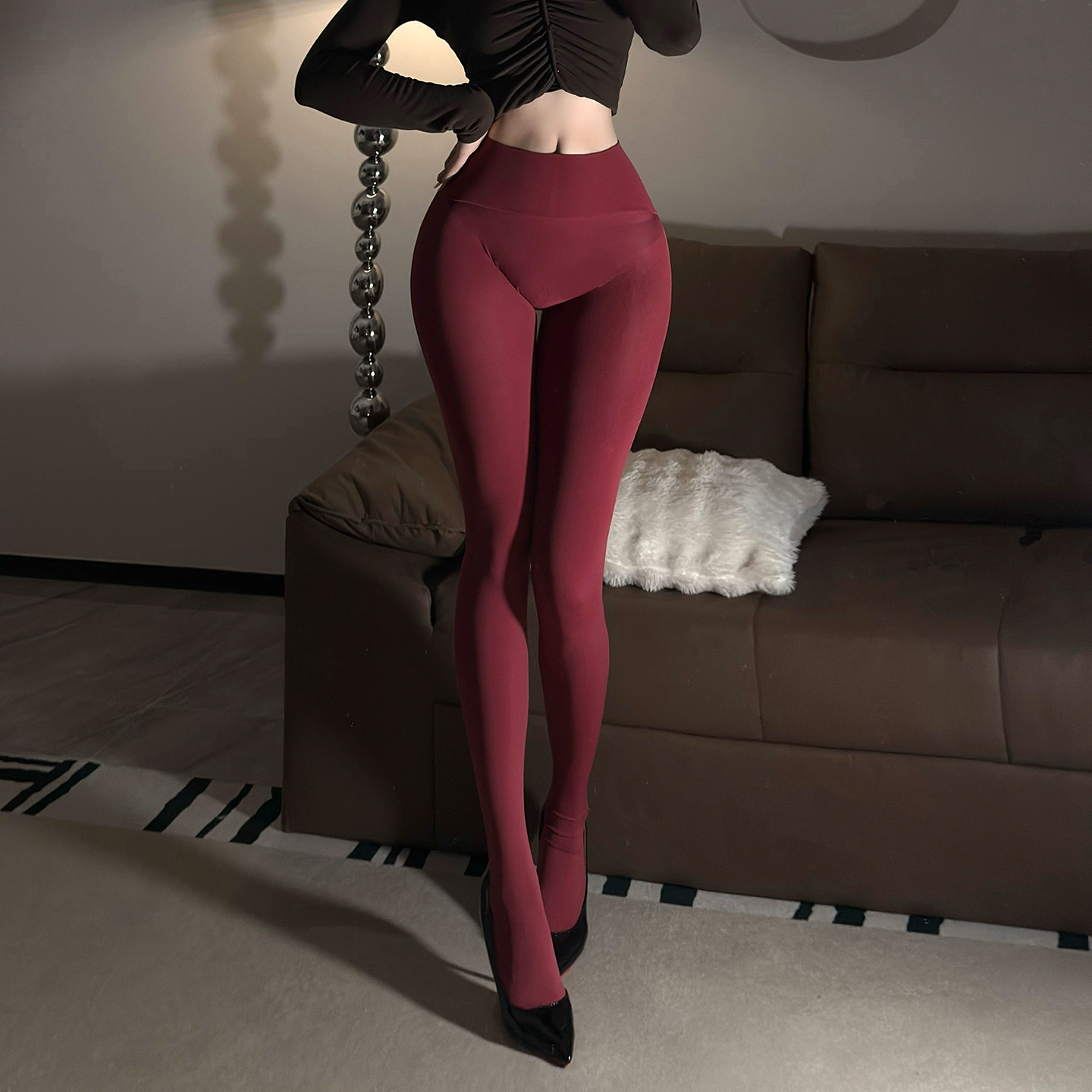 Light Velvet Deep Crotch Seamless Velvet Bottoming Pantyhose 120D Stockings for Women Sexy Autumn and Winter Black Silk Stockings