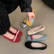 Women's Non-Tired Foot Soft-Sole Shoes French Style Beautiful Chanel Color Block Bow Shallow Mouth Flat Shoes