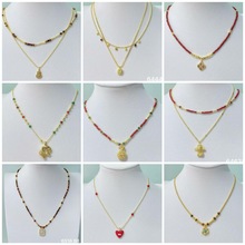 丽银饰品2025秋冬新潮欧韩复古串珠双层叠戴风项链时尚配饰女短款