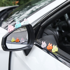 車載發光擺件小兔子汽車可愛風后視鏡創意網紅創意車載內飾中控台