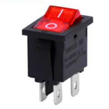 厂家直销带灯船型开关 KCD1-104N带灯船型开关 四脚带灯翘板开关