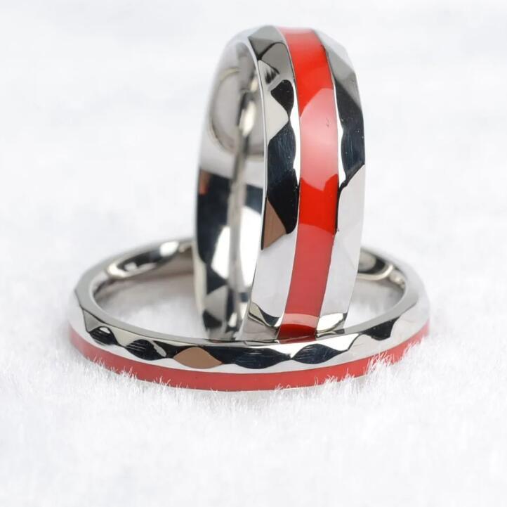 Stainless Steel Red Line Couple Ring Men's Ring Jewelry Manufacturer Direct Supply Wholesale