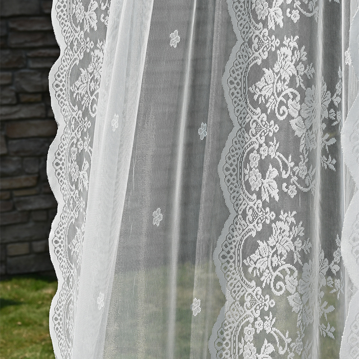 Amazon 2PC/Set Encaje por urdimbre Encaje vertical de doble fila Encaje Cortina de cortina semi-opacable al aire libre pastoral